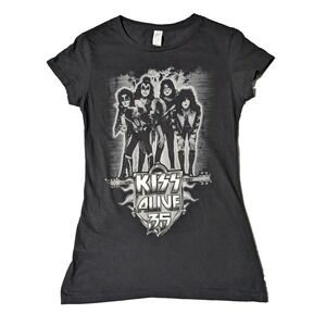 KISS ALIVE 35 2008 Tour Living Legends Women Large Black Cotton Gaziani T-Shirt